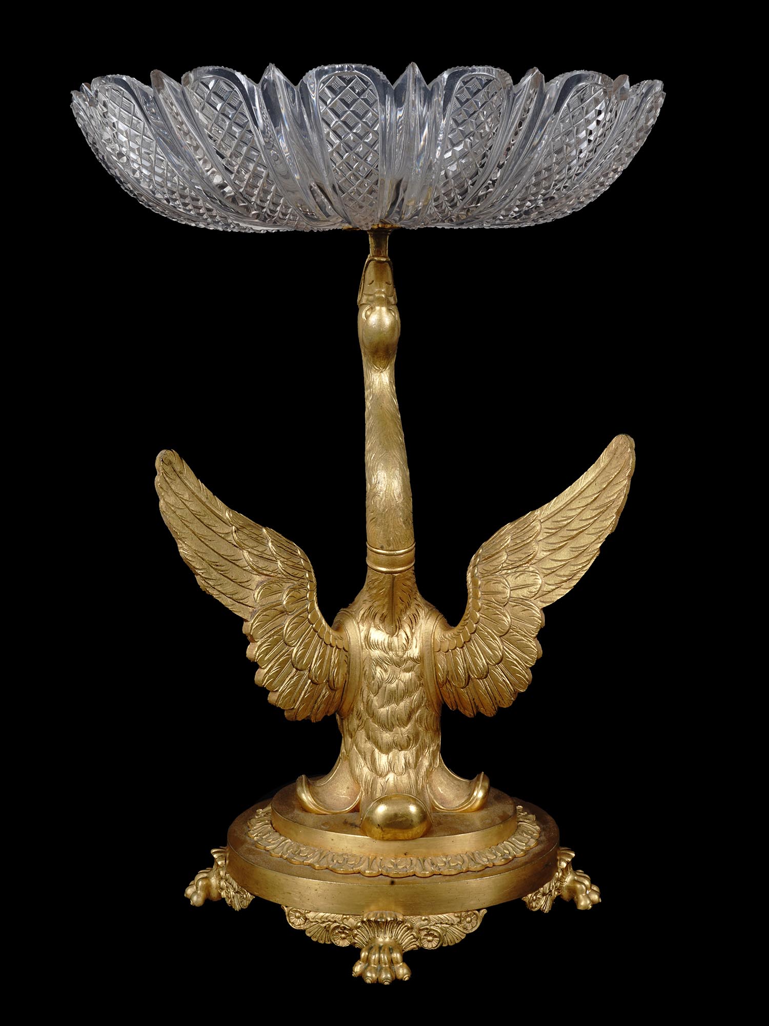 ANTIQUE FRENCH EMPIRE BRONZE SWAN CENTERPIECE PIC-5